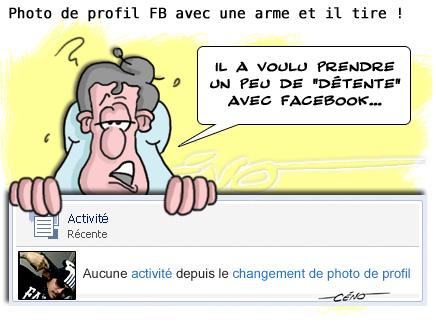 Céno Dessinateur - La Babole : Il change sa photo de profil facebook avec une arme et il tire...