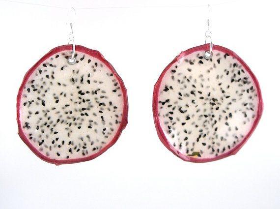 Boucles d'oreilles - Bijoux Dragonfruit de vrais fruits