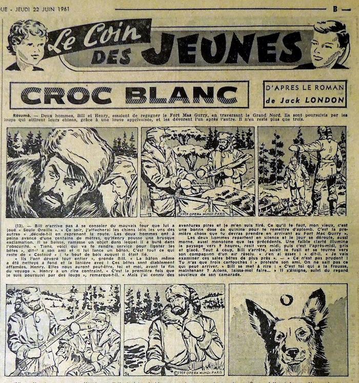Encore une pleine page de Jose Larraz en 1961 avec Croc-Blanc.