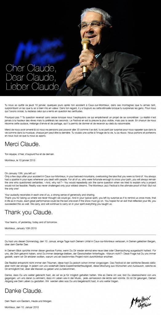 Claude Nobs 2 (Montreux Jazz) Claude Nobs : l’Adieu au fondateur du Montreux Jazz festival