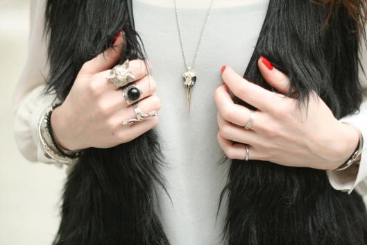 Yamcha bague rock argent onyx