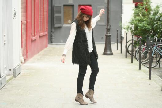 Yamcha look veste sans manche fourrure