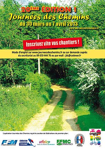 20ème édition des Journées des Chemins du Samedi 30 Mars au Dimanche 7 avril 2013 affiche codever 2013