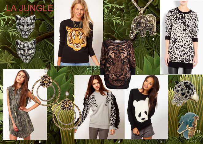 sélection shopping janvier hiver 2013 mode tendance animale homme femme imprimé jungle