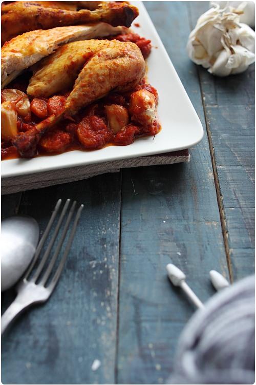 poulet-confit-ail-erable6 Poulet rôti à lail, tomates et sirop dérable