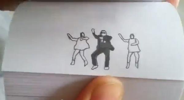 Un fou dessine un Flipbook du clip Gangnam Style