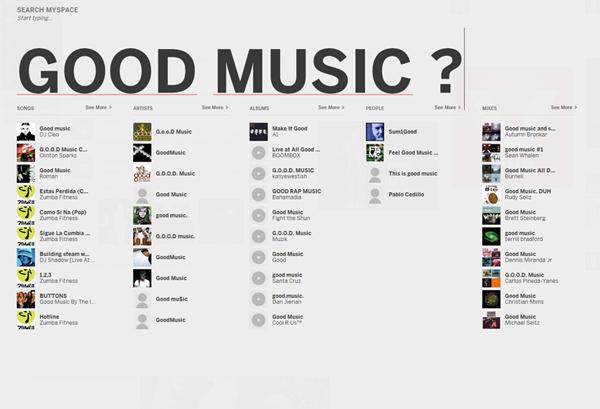 Le moteur de recherche interne du nouveau nouveau Myspace Le moteur de recherche interne du nouveau nouveau Myspace