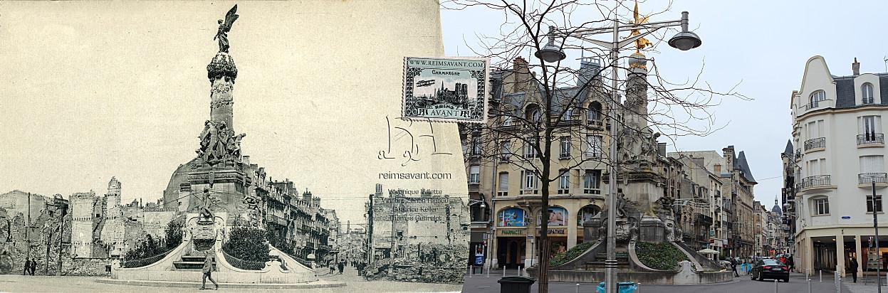 La fontaine Subé, place d'Erlon. 1ère guerre mondiale - janvier 2013 SubeVictoriaRecodip.jpg