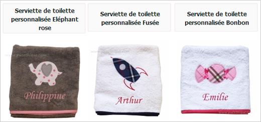 Serviettes de toilette personnalisées