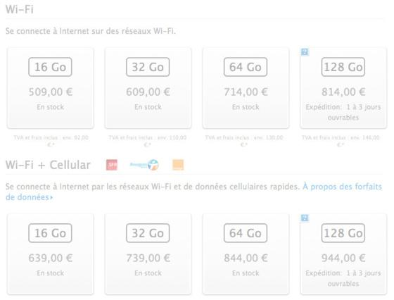 L'iPad 4 de 128 Go est disponible... L'iPad 4 de 128 Go est disponible...
