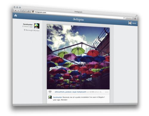 Instagram affiche le flux de photos directement sur internet Instagram Flux de photos
