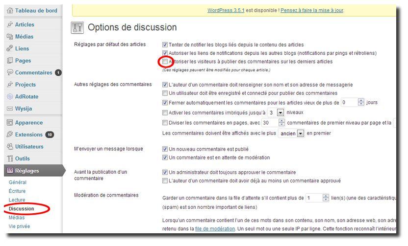 desactiver les commentaire blog wordpress desactiver les commentaire blog wordpress