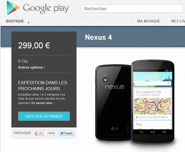 Un million de Google LG Nexus 4 en circulation ?