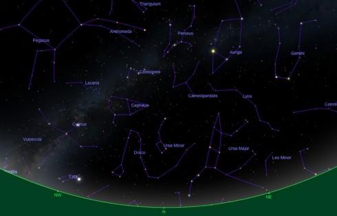 Ephéméride astronomique : semaine du 11 au 18 février 2013 Constellations horizon nord