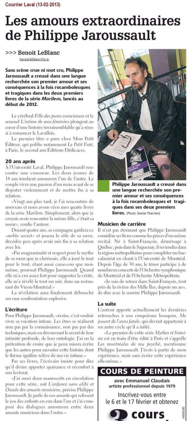 L’auteur Philippe Jaroussault fait la Une du Courrier Laval PhilippeJaroussault_CourrierLaval_2013-02-13_ZOOM