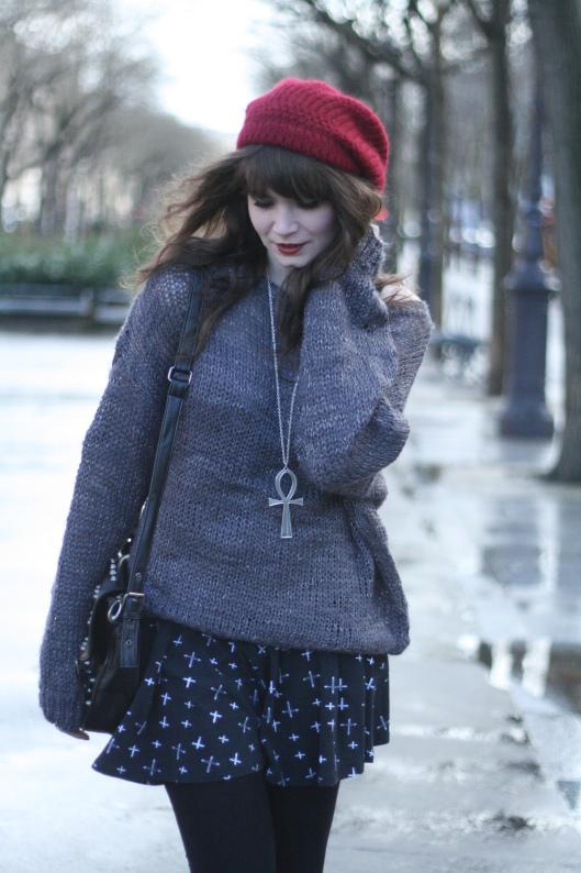 Ânkh look pull gris oversize