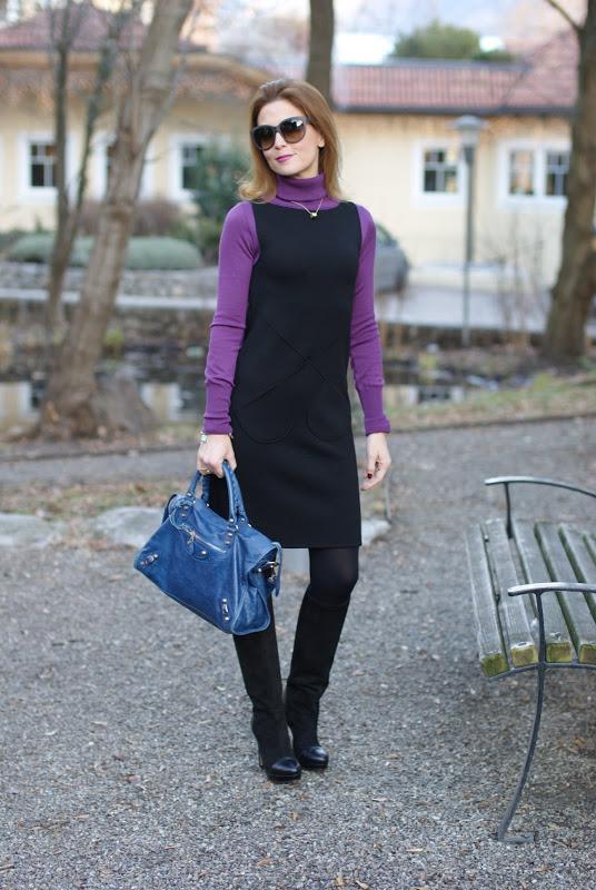 Executive woman wool dress, Fashion and Cookies, Balenciaga bag
