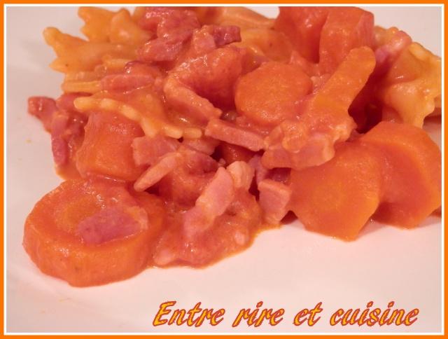 Pâtes à la tomate, aux carottes et aux lardons Hebergeur d'image