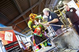 The winning costumes of carnival visiting Murano