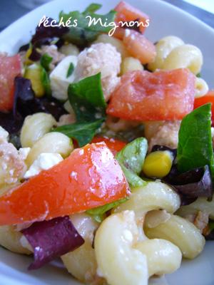 Pâtes au thon Féta, Fromage, Maïs, Pâtes, Rapide, Salade, Thon, Entrée froide, Salade