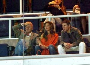David Beckham, Victoria Beckham et Tom Cruise à un match de football