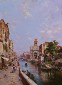 M. Ocaña : Canal de Venecia (55x40 cm) Exposition M. Ocaña à la Puerta de Alcalá