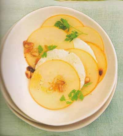 Chèvre frais aux pommes, vinaigrette au miel Pommes-w