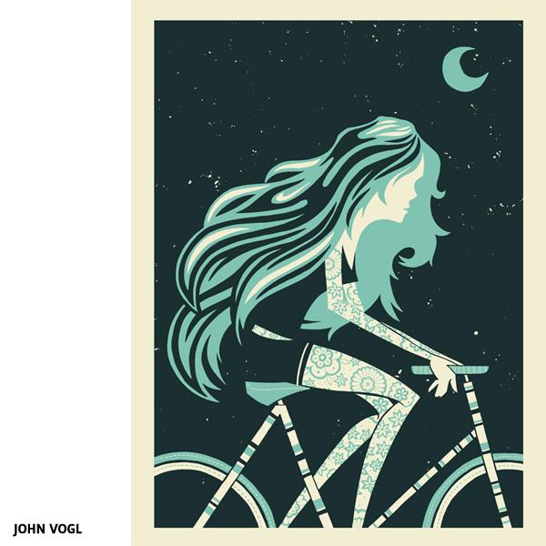 Posterize #5 : Bike posters 2/2 Night ride Bike art par John Vogl (The Bungaloo)