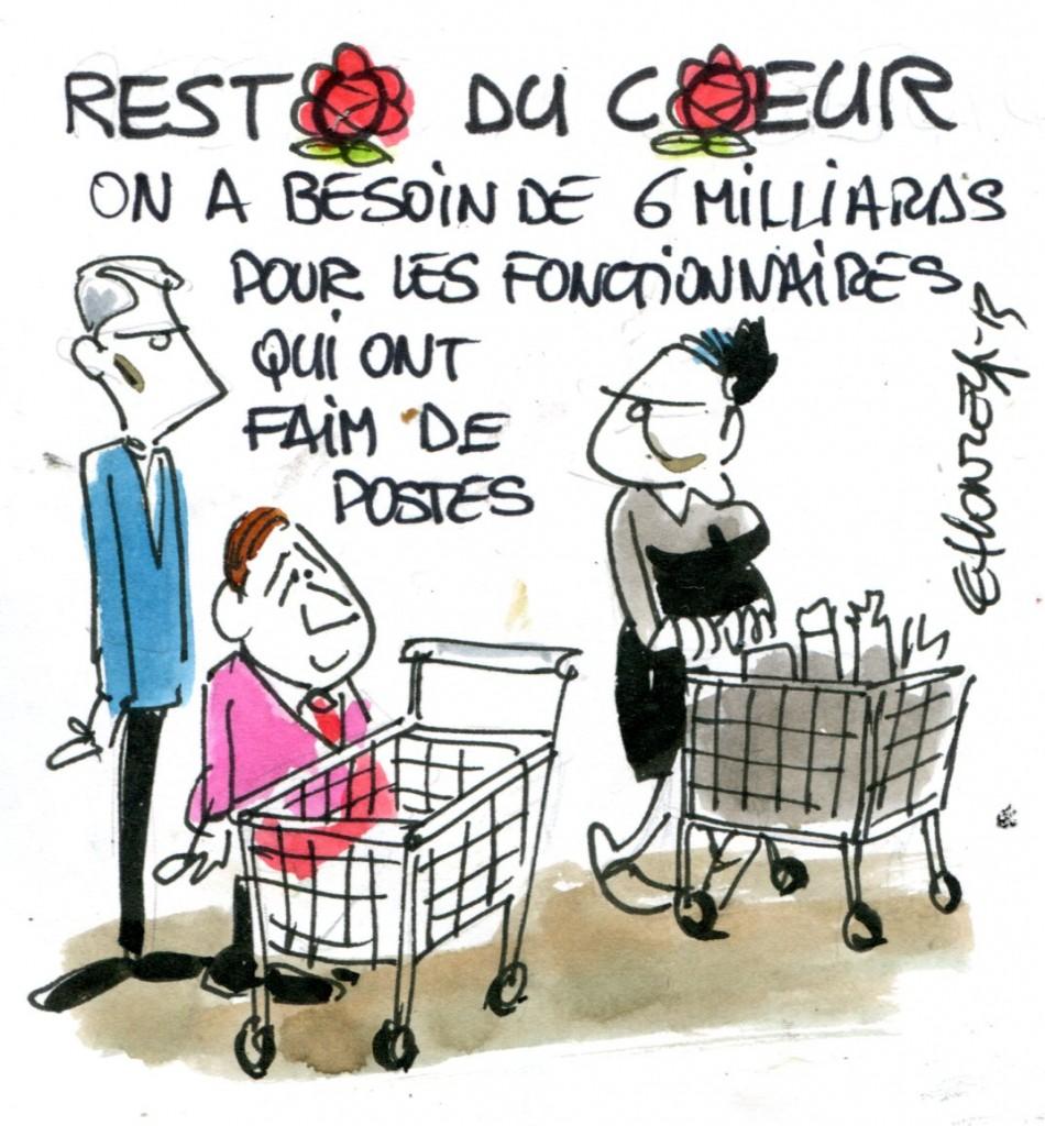 imgscan contrepoints 2013608 restos du coeur Hollande et Ayrault au resto du coeur