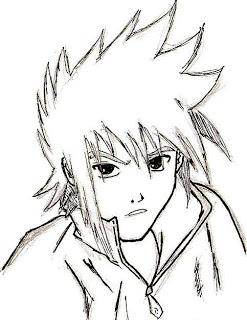Portrait de Sasuke crayonné et encré par Juju Gribouille