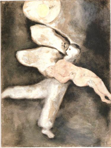 Chagall (1887-1985) Dieu crée l’homme, Illustration pour La Bible, 1930, Gouache sur papier, 64 x 48 cm, Nice, Musée national Marc Chagall, donation en 1972