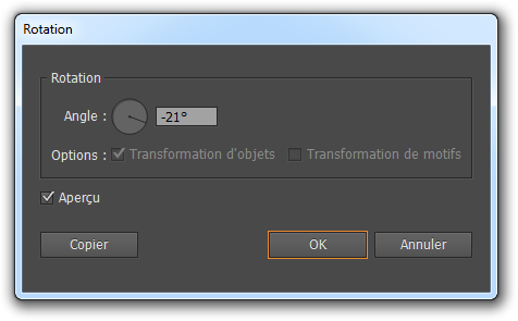 Comment créer une rotation répétée sous Illustrator Fenêtre rotation dupliquée