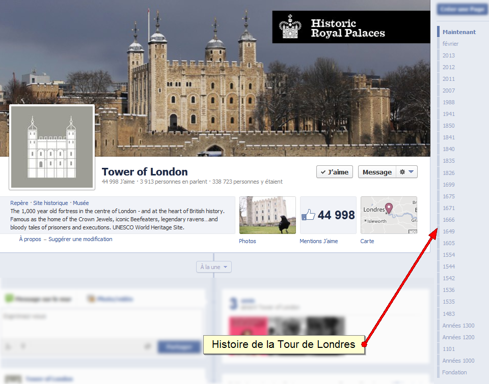 Histoire de la Tour de Londres sur Facebook Facebook Timeline pour lHistoire