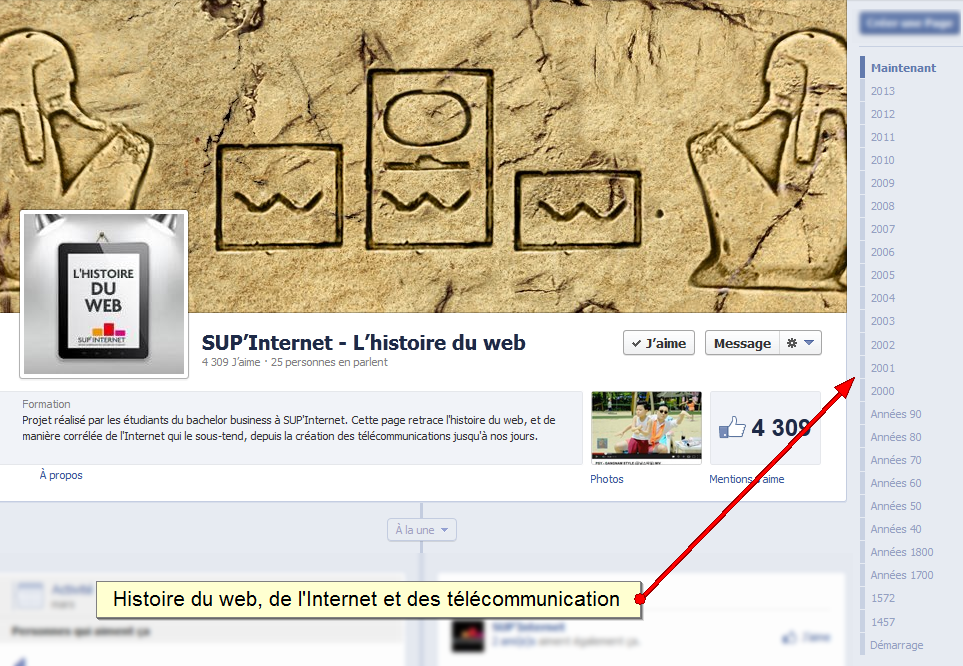 SUP’Internet - L’histoire du web Facebook Timeline pour lHistoire