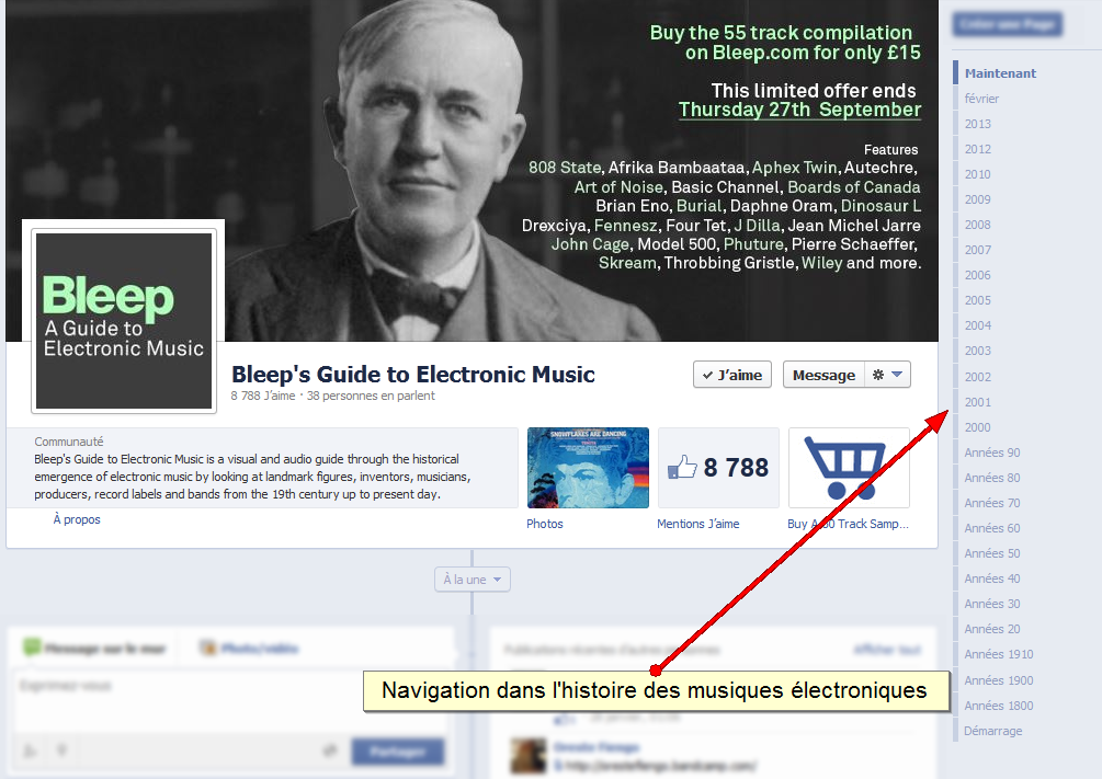 Bleep's Guide to Electronic Music Facebook Timeline pour lHistoire