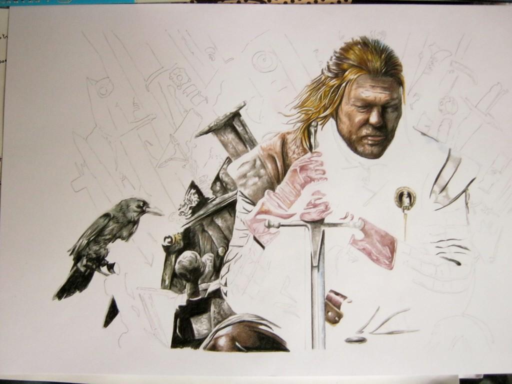 [Fan art] Eddard Stark aux crayons de couleur