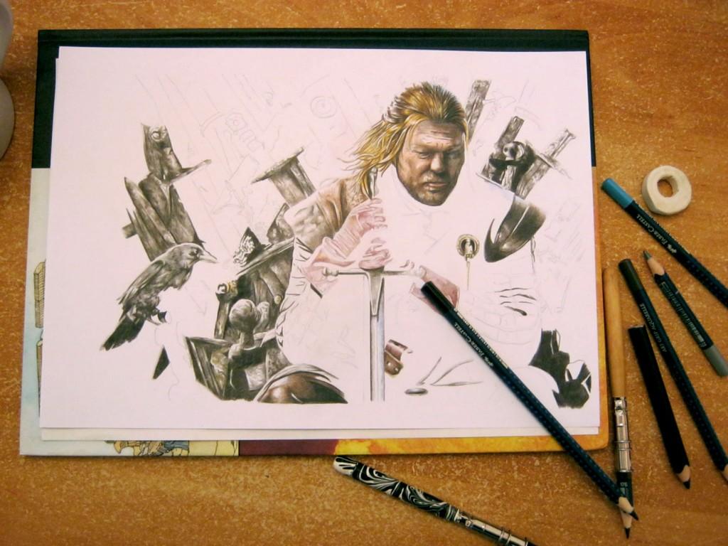 [Fan art] Eddard Stark aux crayons de couleur