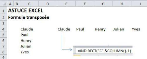 ASTUCE EXCEL : FORMULES TRANSPOSÉES Transposée Claude