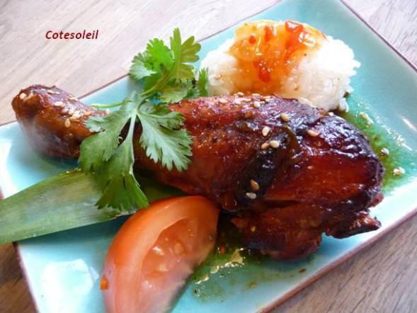 PILONS DE POULET CARAMELISES AU MIEL (Asie) Pilon de poulet caramélisé