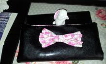 pochette noeud liberty rose et simili noir 009 Ma petite marotte : encore une jolie pochette