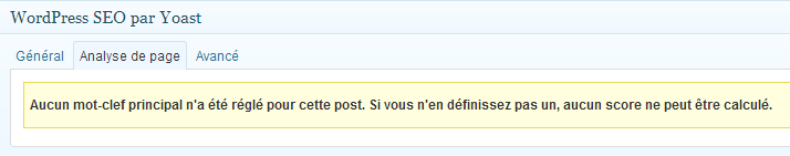 Définir le mot clef principal dans le plugin wordpress seo yoast