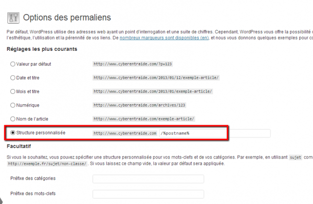 formatage des permaliens wordpress