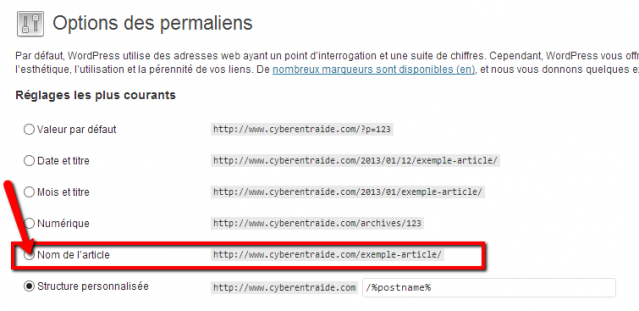 formatage des permaliens de son blog wordpress pour une bonne indexation