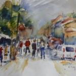Exposition aquarelle-pastel à l’Espace Pictur’Halles de Morestel du 30 mars au 26 mai 2013 jour de marché