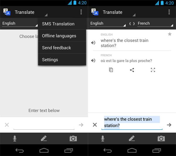 Android : Google Translate traduit hors connexion Translate-french