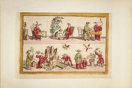 livres-anciens-album-illustré-pesselier-fables Album Amicorum planche5B 451x300 40 gravures aquarellés aux sujets divers