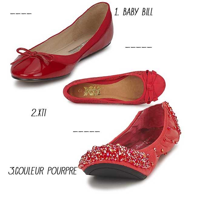 Rouge… Assortir mon top peplum ballerines rouge