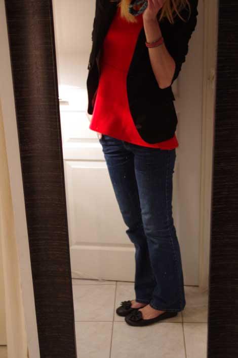 Rouge… Assortir mon top peplum peplum rouge