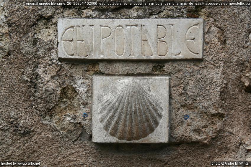 «Eau potabale» et la coquille symbole des chemins de Saint-Jacques-de-Compostelle Rendez-vous avec Emporium le 12 avril