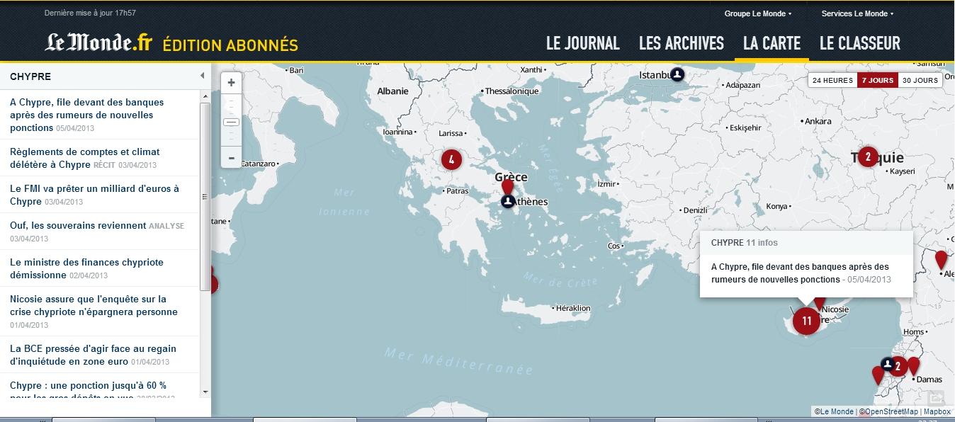Les derniers articles du quotidien Le Monde sur Chypre Le Monde: une nouvelle édition pour les abonnés